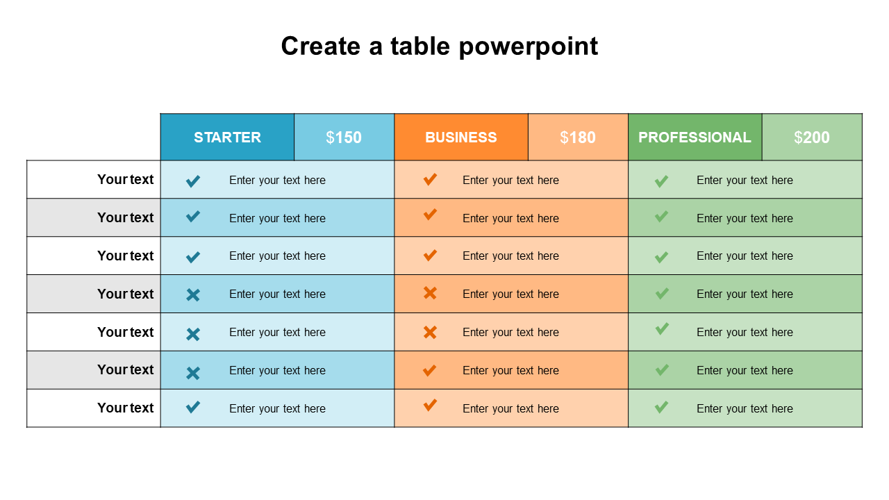 Create A Table PowerPoint Template Slide Design